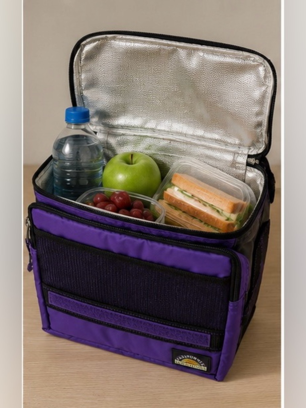 California Innovations Purple Cooler Lunch Tote Camping Bag - Picture 3 of 7